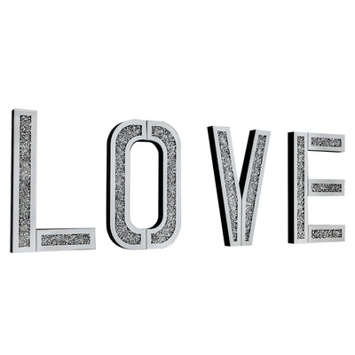 Mirrored Diamond Crushed Crystal Mirror Diamante LOVE Letters Wall Art LOVE-Esme Furnishings
