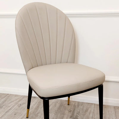 Orion Gold 180cm Dining Table with Polar White Sintered Stone Top + Etta Beige PU Leather Dining Chairs-Esme Furnishings