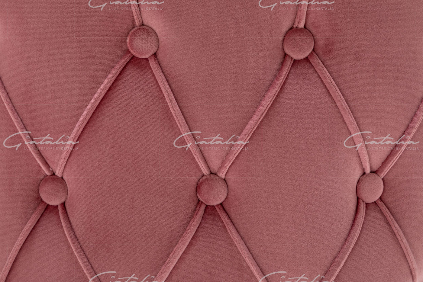Florence Blush Pink French Plush Velvet Button Back Dining Chair With Chrome Legs-Esme Furnishings