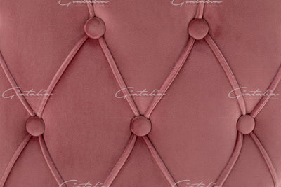 Florence Blush Pink French Plush Velvet Button Back Dining Chair With Chrome Legs-Esme Furnishings