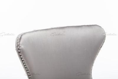 Florence Light Grey French Velvet Button Back Dining Chair With Chrome Legs-Esme Furnishings
