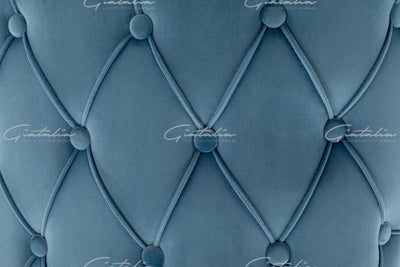 Florence Powder Blue French Velvet Button Back Dining Chair With Chrome Legs-Esme Furnishings