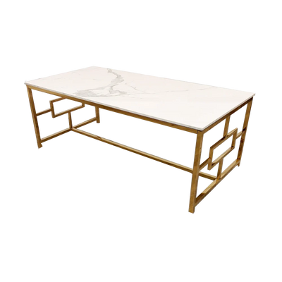 Geo Gold Coffee Table with Polar White Sintered Top-Esme Furnishings