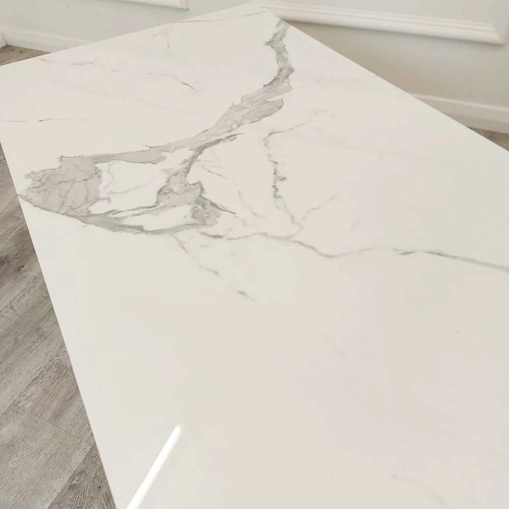 Geo Gold Coffee Table with Polar White Sintered Top-Esme Furnishings