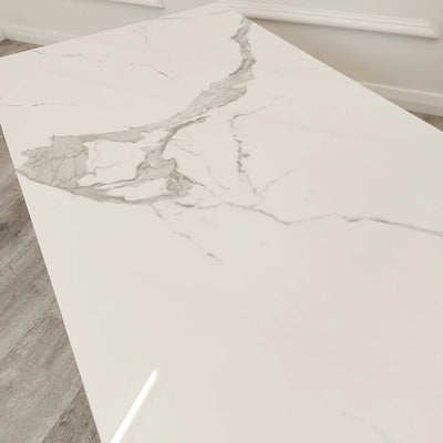 Geo Gold Coffee Table with Polar White Sintered Top-Esme Furnishings