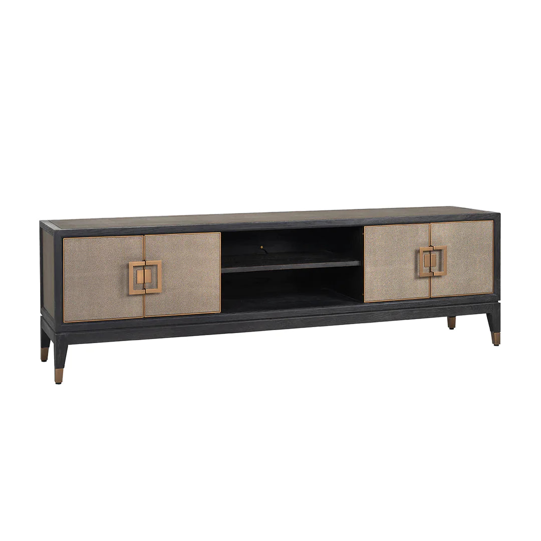 Richmond Interiors Bloomville Shagreen Faux Leather 4 Door TV Unit