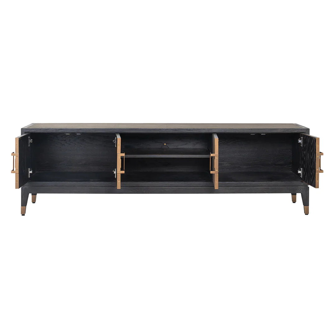 Richmond Interiors Bloomville Shagreen Faux Leather 4 Door TV Unit