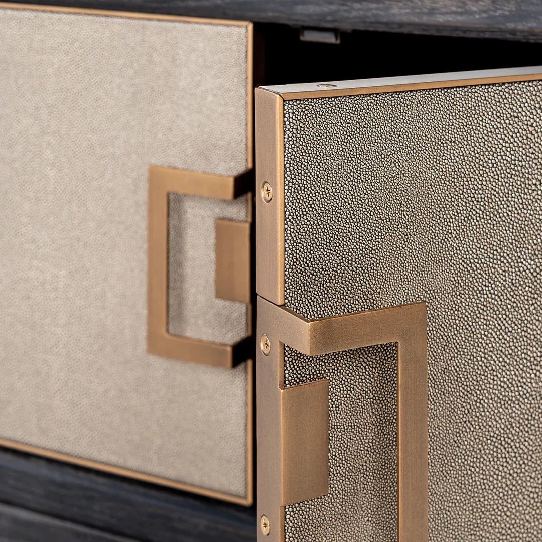 Richmond Interiors Bloomville Shagreen Faux Leather 4 Door TV Unit
