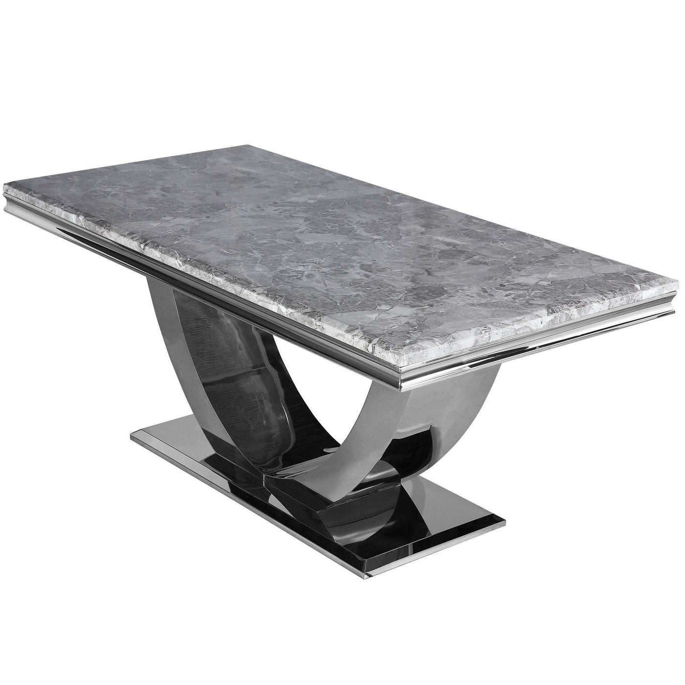 Arial 200CM Marble & Chrome Dining Table - 4 Colours-Esme Furnishings