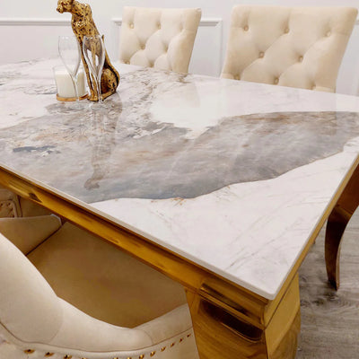 Louis Gold 130cm Ceramic Marble Coffee Table - 3 Colors