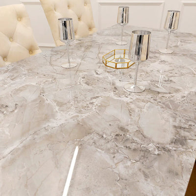 Louis Gold Ceramic Sintered Stone & Chrome Dining Table 3 Colours-Esme Furnishings