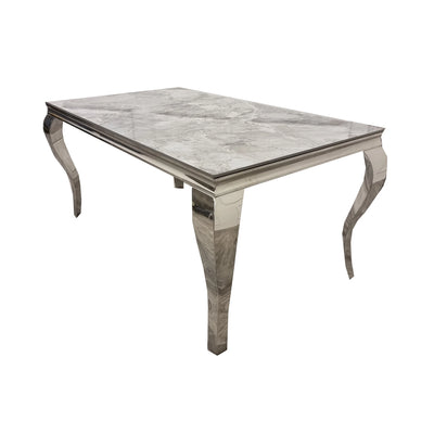 Louis Chrome Ceramic Sintered Stone & Chrome Dining Table 3 Colours