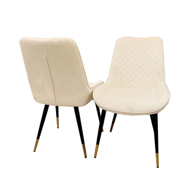 Orion Gold 180cm Dining Table with Polar White Ceramic Marble Top + Luna Plush Velvet Dining Chairs