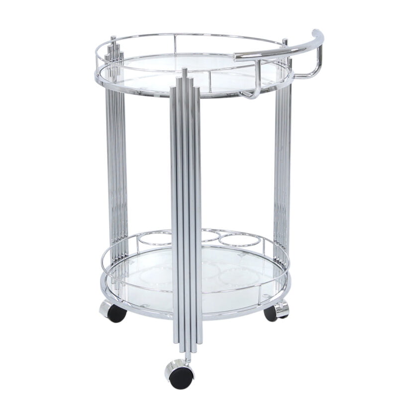 Cohen Chrome And Clear Glass Drinks Trolley-Esme Furnishings