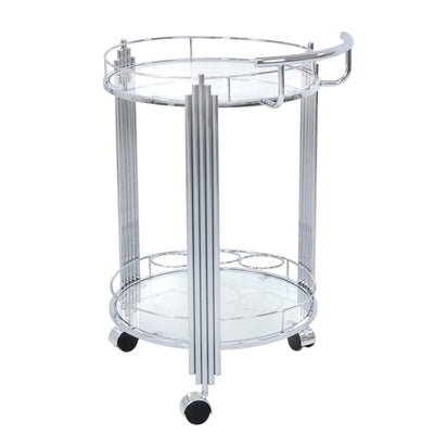 Cohen Chrome And Clear Glass Drinks Trolley-Esme Furnishings