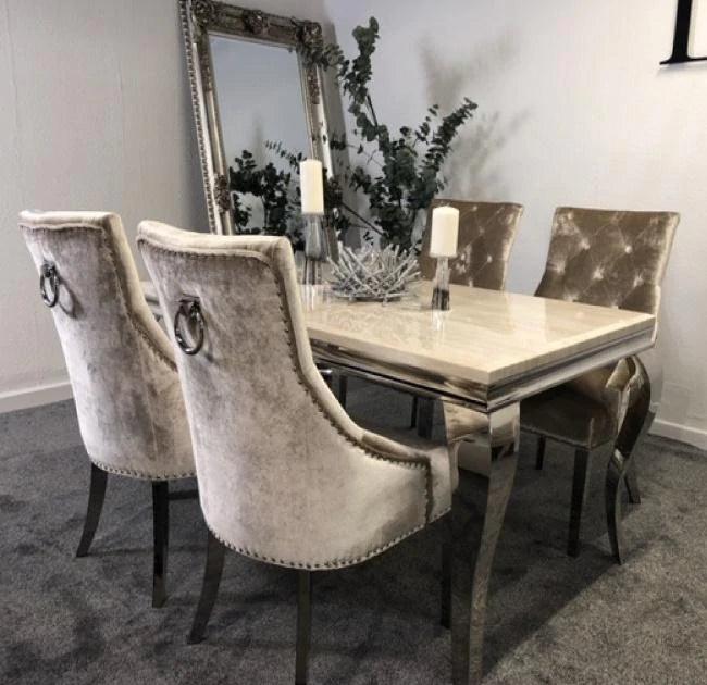 Louis 180CM Marble & Chrome Dining Table - 5 Colours-Esme Furnishings