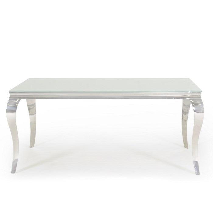 Louis 200cm White Glass Dining Table Only-Esme Furnishings