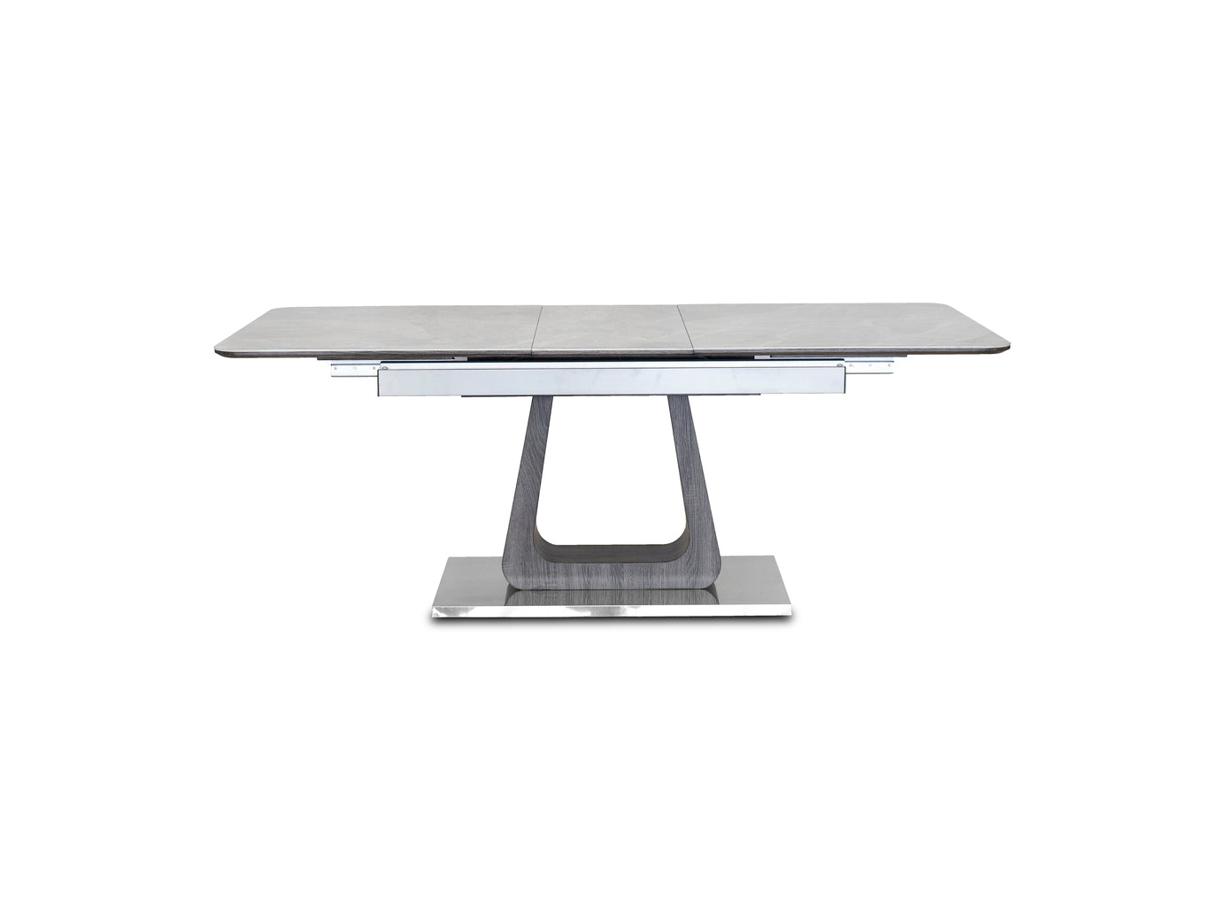 Zermatt 160-200cm Extending Ceramic Grey Marble Dining Table + 6 Fabric Dining Chairs-Esme Furnishings