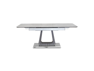 Zermatt 160-200cm Extending Ceramic Grey Marble Dining Table + 6 Fabric Dining Chairs-Esme Furnishings