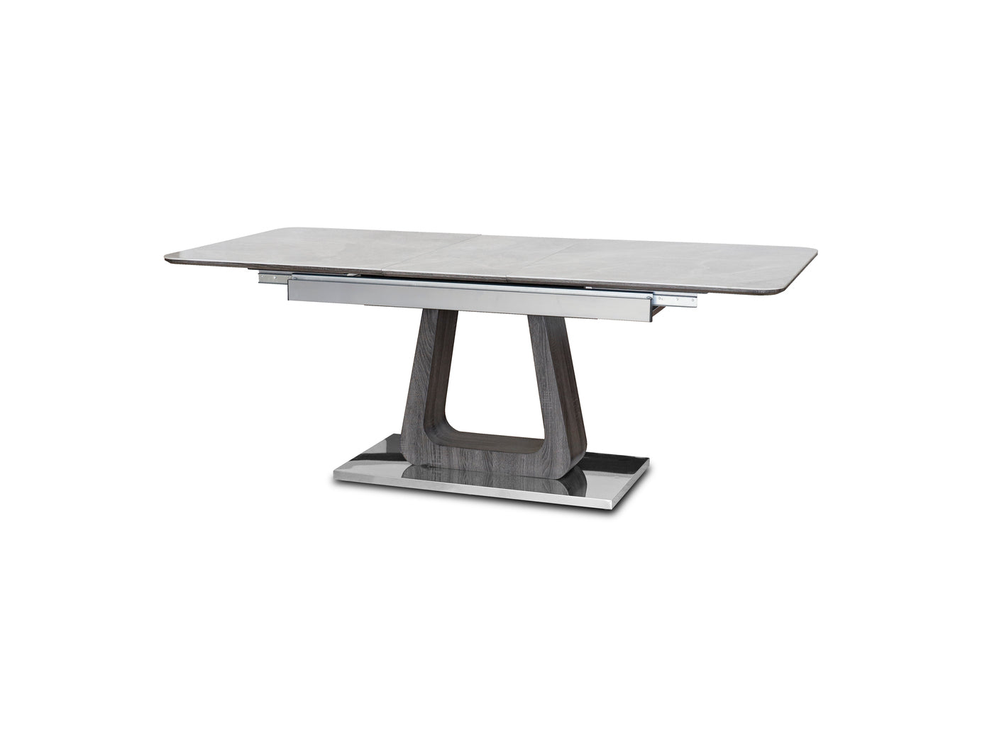Zermatt 160-200cm Extending Ceramic Grey Marble Dining Table + 6 Fabric Dining Chairs-Esme Furnishings