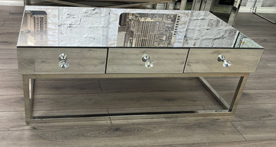 Clear Mirrored Glass Coffee Table-Esme Furnishings