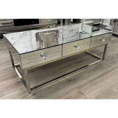 Clear Mirrored Glass Coffee Table-Esme Furnishings