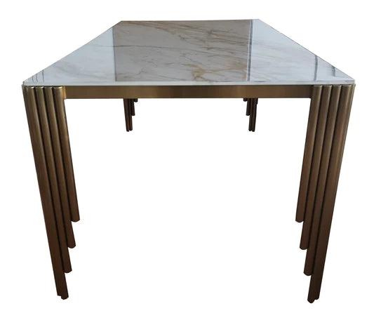 Mayfair 180cm Ceramic Marble & Chrome Dining Table 2 Colours-Esme Furnishings