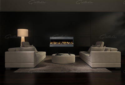 Mirage Panoramic Electric Media Wall HD LED Mantel Inset Fire Grey - 60"-Esme Furnishings