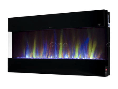 Mirage Panoramic Electric Media Wall HD LED Mantel Inset Fire Black - 60"-Esme Furnishings