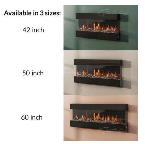 Mirage Panoramic Electric Media Wall HD LED Mantel Inset Fire Black - 42"-Esme Furnishings