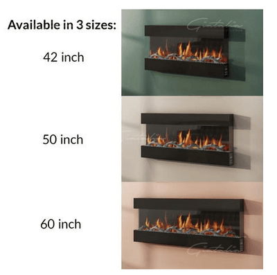 Mirage Panoramic Electric Media Wall HD LED Mantel Inset Fire Grey - 60"-Esme Furnishings