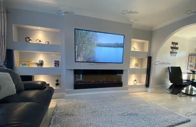 Mirage Panoramic Electric Media Wall HD LED Mantel Inset Fire Grey - 60"-Esme Furnishings