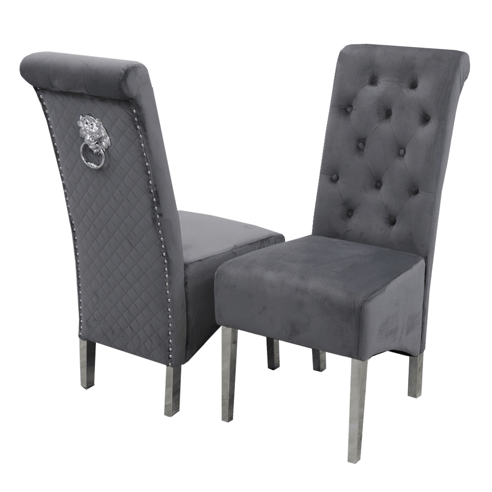 Xavia 180cm Marble Dining Table + Lucy Slim Lion Knocker Plush Velvet Dining Chairs - Special Promo Price-Esme Furnishings