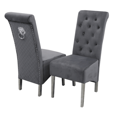 Xavia 180cm Marble Dining Table + Lucy Slim Lion Knocker Plush Velvet Dining Chairs - Special Promo Price-Esme Furnishings