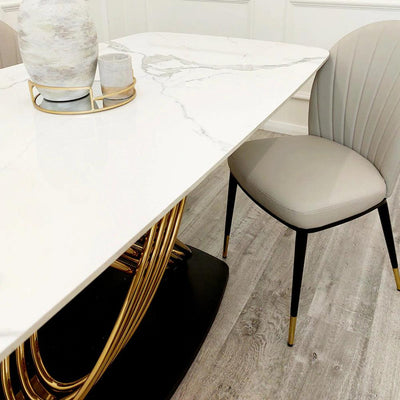 Orion Gold 180cm Dining Table with Polar White Sintered Stone Top-Esme Furnishings