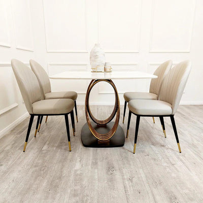 Orion Gold 180cm Dining Table with Polar White Sintered Stone Top-Esme Furnishings
