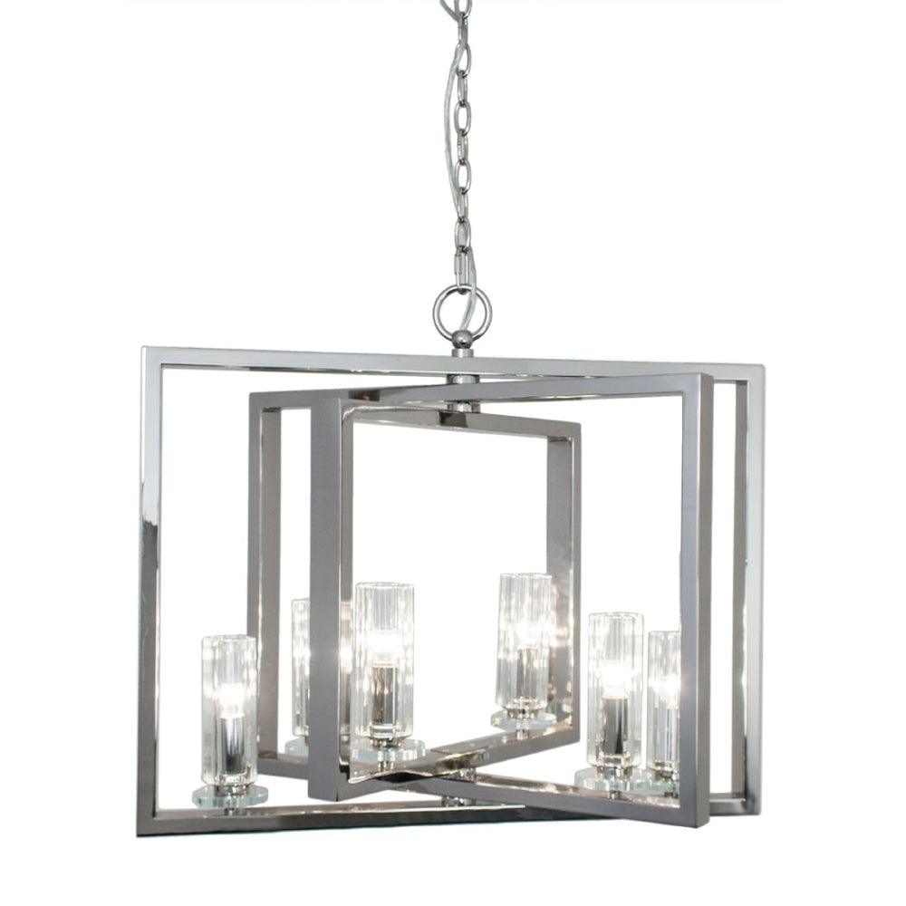 RV Astley Saturn 6 Arm Nickel Angled Chandelier-Esme Furnishings