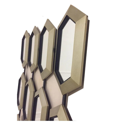RV Astley Hex Mirror in Champagne Silver Leaf and Black Trim-Esme Furnishings