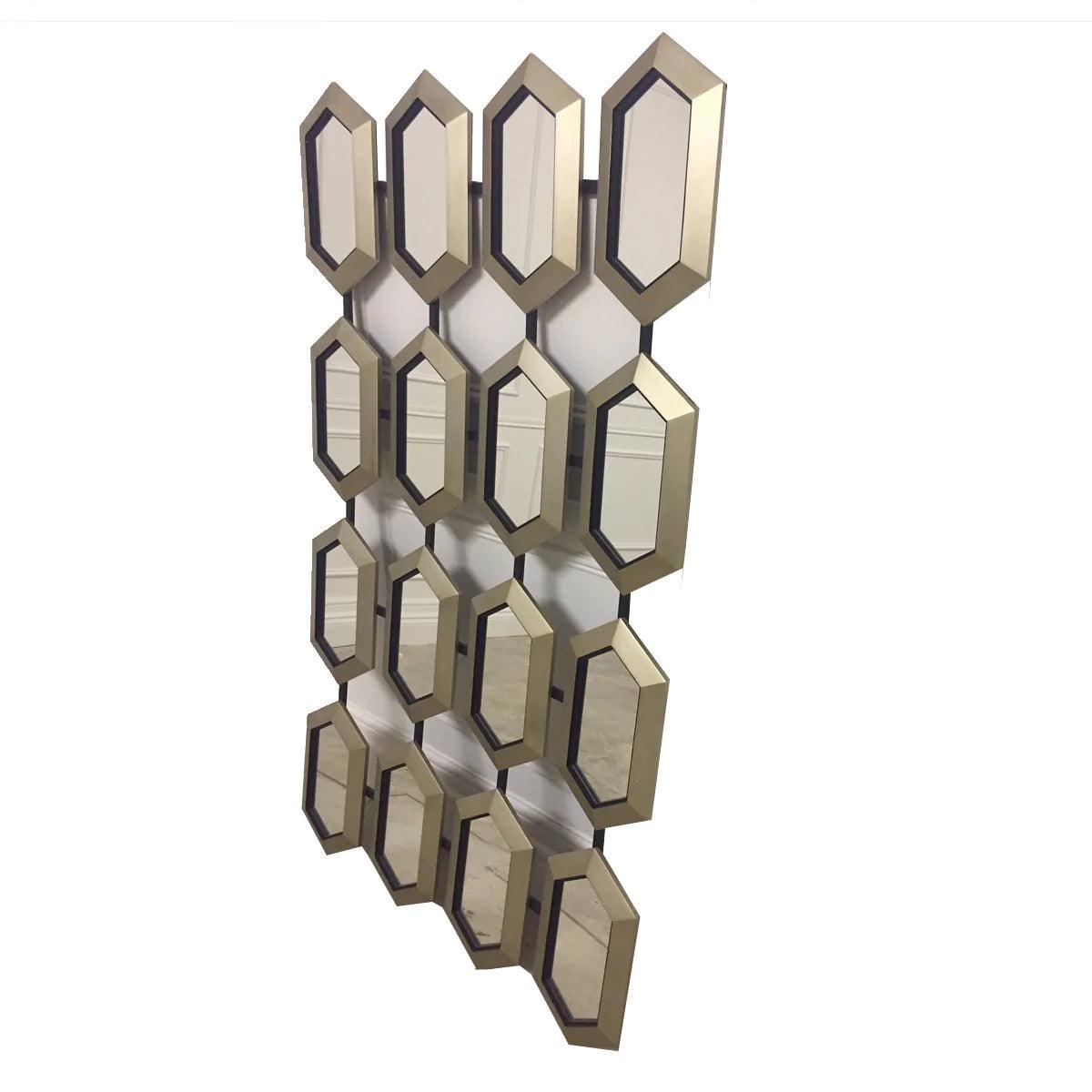 RV Astley Hex Mirror in Champagne Silver Leaf and Black Trim-Esme Furnishings