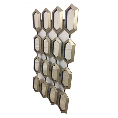 RV Astley Hex Mirror in Champagne Silver Leaf and Black Trim-Esme Furnishings