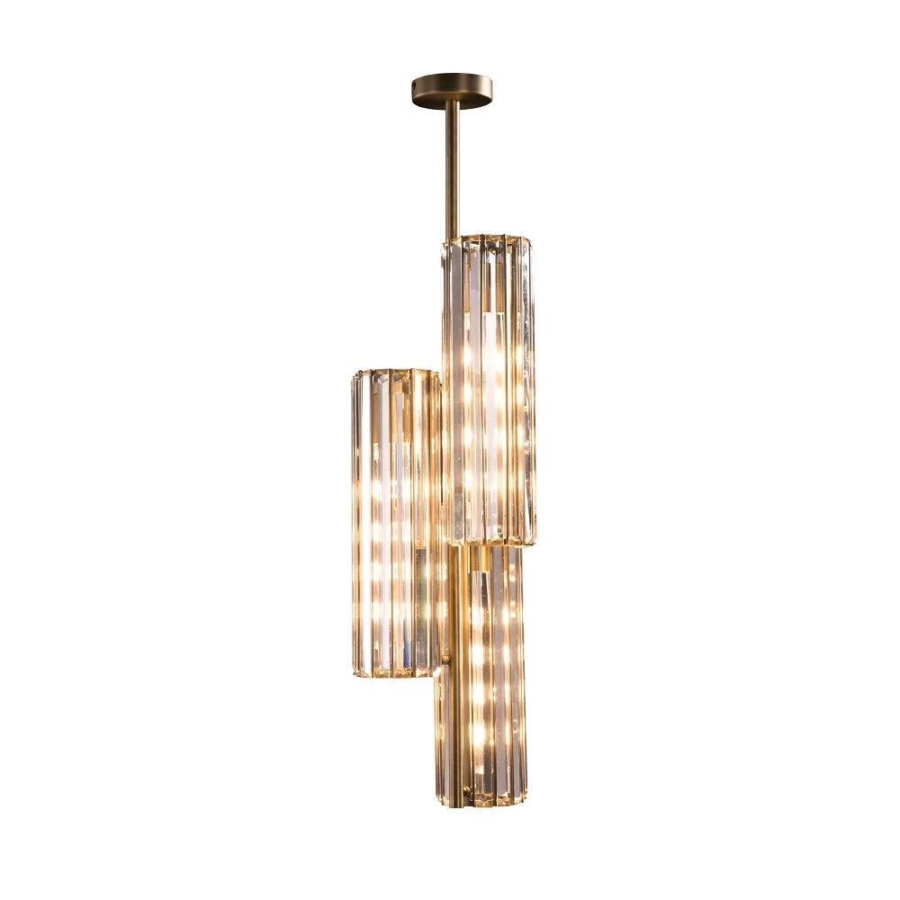 RV Astley Reagan Triple Pendant with Crystal and Antique Brass-Esme Furnishings