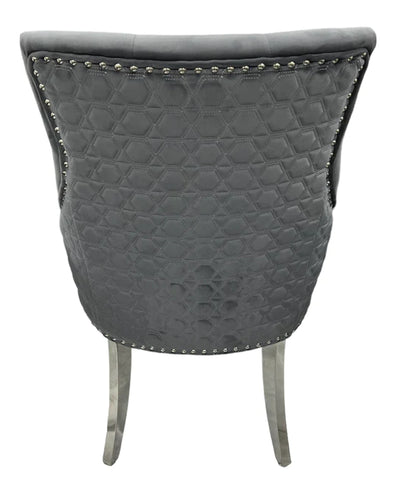 Roma Dark Grey Plush Velvet Dining Chair-Esme Furnishings