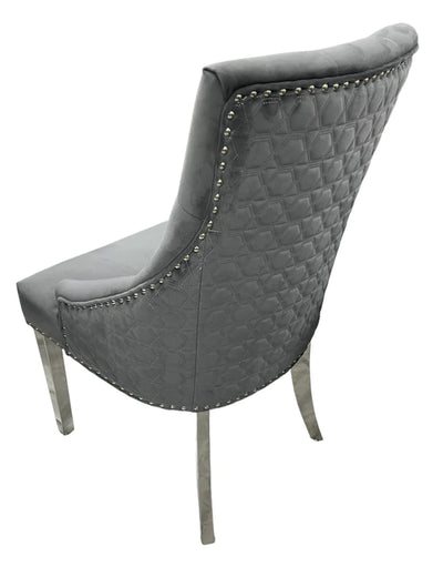 Roma Dark Grey Plush Velvet Dining Chair-Esme Furnishings