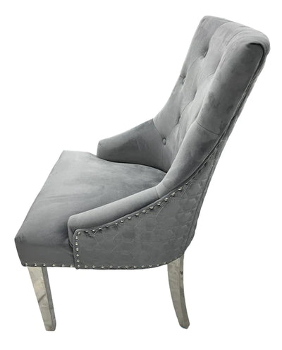 Roma Dark Grey Plush Velvet Dining Chair-Esme Furnishings