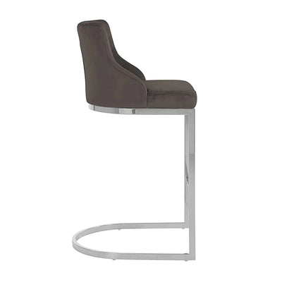 Richmond Bolton Silver & Stone Velvet Barstool-Belmont Interiors