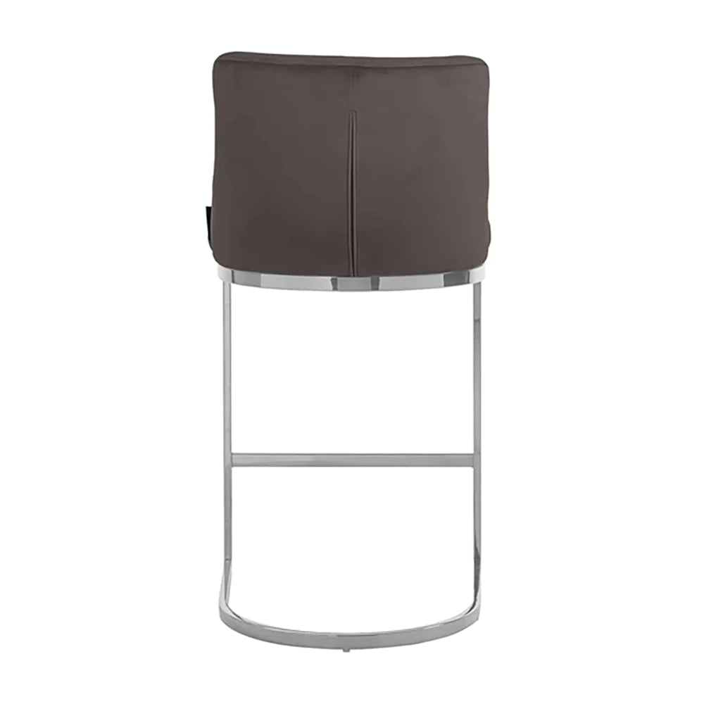 Richmond Bolton Silver & Stone Velvet Barstool-Belmont Interiors