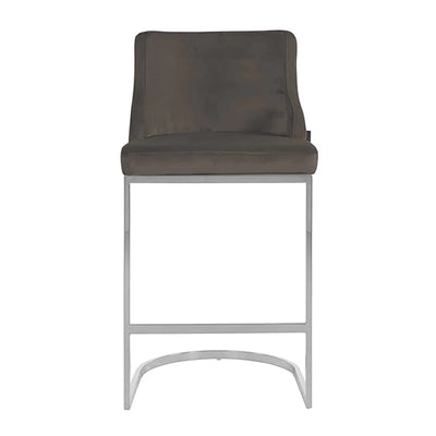 Richmond Bolton Silver & Stone Velvet Barstool-Belmont Interiors