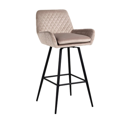 Richmond Linsey Swivel Bar Stool In Khaki Velvet-Belmont Interiors