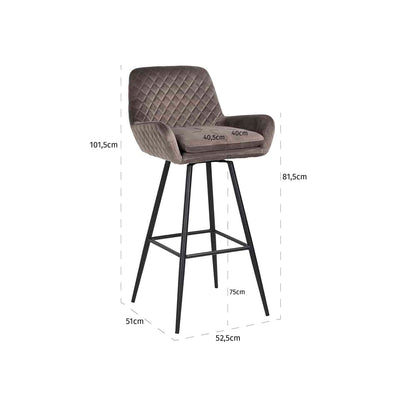 Richmond Linsey Swivel Bar Stool In Stone Velvet-Belmont Interiors