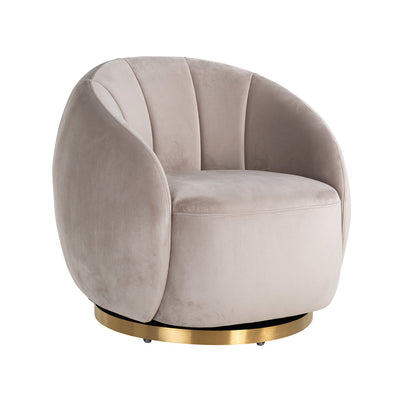Richmond Swivel Easy Chair In Jago Khaki Velvet And Brushed Gold-Belmont Interiors
